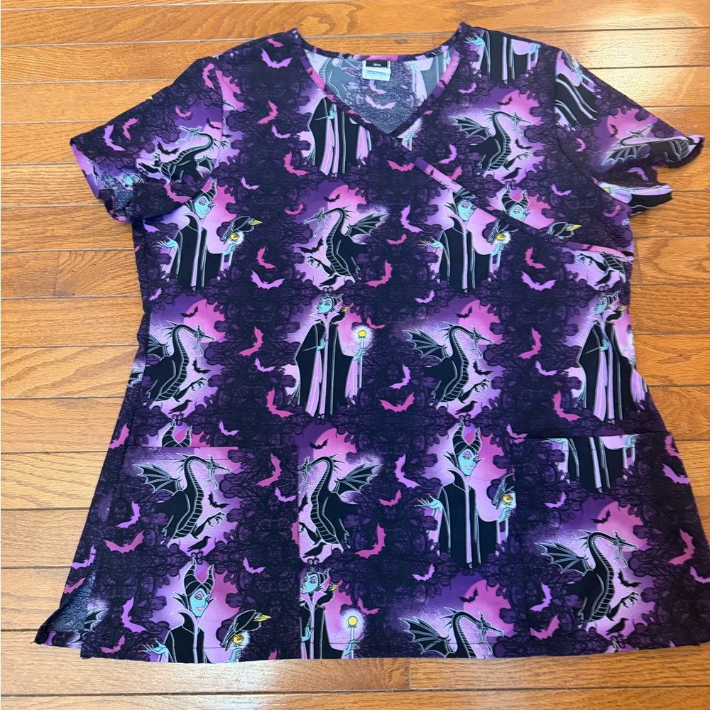 Disney Villains Purple & Black Graphic Scrub Top
